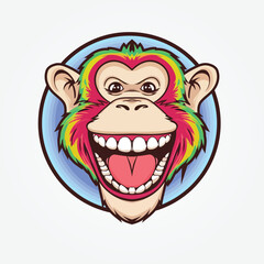 Monkey head face clip art vector illustration, Monkey ape logo design, Monkey Mascot Logo Design, Chimpanzee Vector Logo
