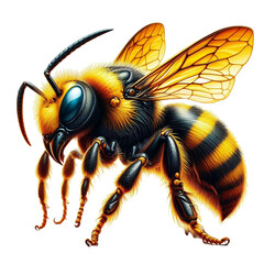 bee vector cartoon illustration isolated on transparent background - Generative AI
