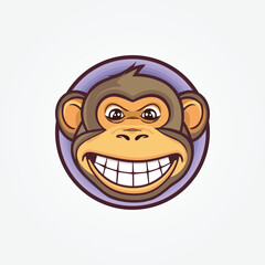 Monkey head face clip art vector illustration, Monkey ape logo design, Monkey Mascot Logo Design, Chimpanzee Vector Logo