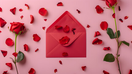 Holidays gift, floral present and happy relationship concept - Love letter and flowers delivery on Valentines Day, luxury style of roses and card on pink background for romantic holiday design.