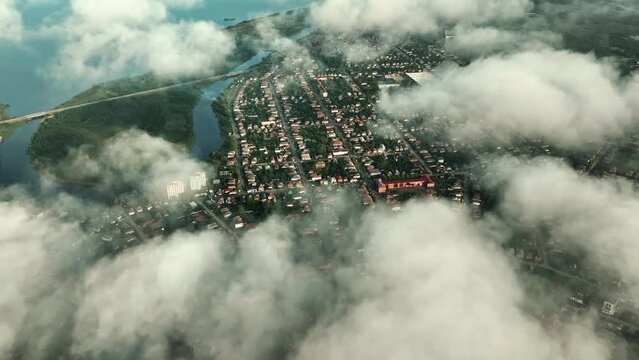 Aerial view of port city of Poti . Located at entrance of Rioni river into Black Sea. Georgia 