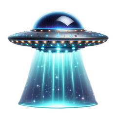 ufo in space vector cartoon illustration isolated on transparent background - Generative AI