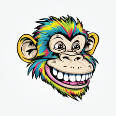 Monkey head face clip art vector illustration, Monkey ape logo design, Monkey Mascot Logo Design, Chimpanzee Vector Logo