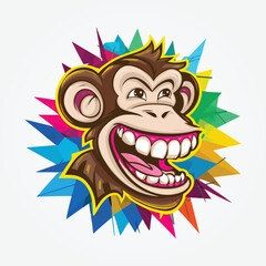 Monkey head face clip art vector illustration, Monkey ape logo design, Monkey Mascot Logo Design, Chimpanzee Vector Logo