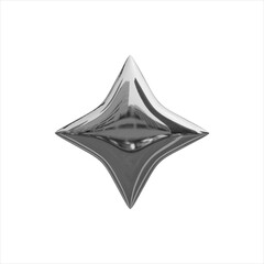 Fototapeta premium Metallic Chrome Liquid Star. 3D Geometric Figure Made of Silver.