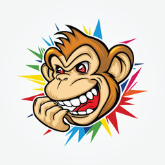 Monkey head face clip art vector illustration, Monkey ape logo design, Monkey Mascot Logo Design, Chimpanzee Vector Logo