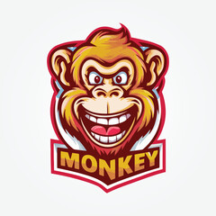Monkey head face clip art vector illustration, Monkey ape logo design, Monkey Mascot Logo Design, Chimpanzee Vector Logo