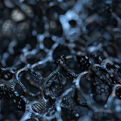 Intricate blue and black molecular structure
