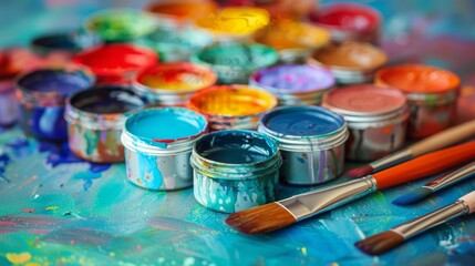 A set of watercolor paints and brushes, inviting viewers to explore their creative side