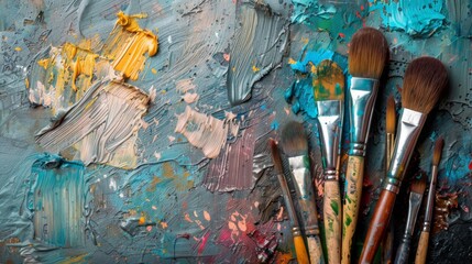 A set of paintbrushes and a palette, promising endless possibilities for artistic expression