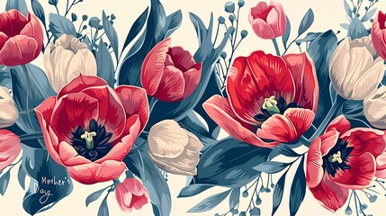 retro illustration of tulips 