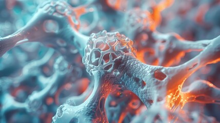 3D rendering image depicting techniques for bone regeneration and tissue engineering, including bone grafts, scaffolds, and stem cell therapies - obrazy, fototapety, plakaty