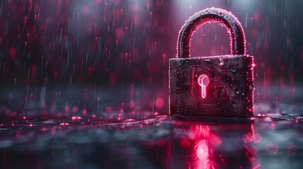 Safeguard your virtual identity with encrypted data streams and a digital lock, all depicted in a vibrant color scheme.