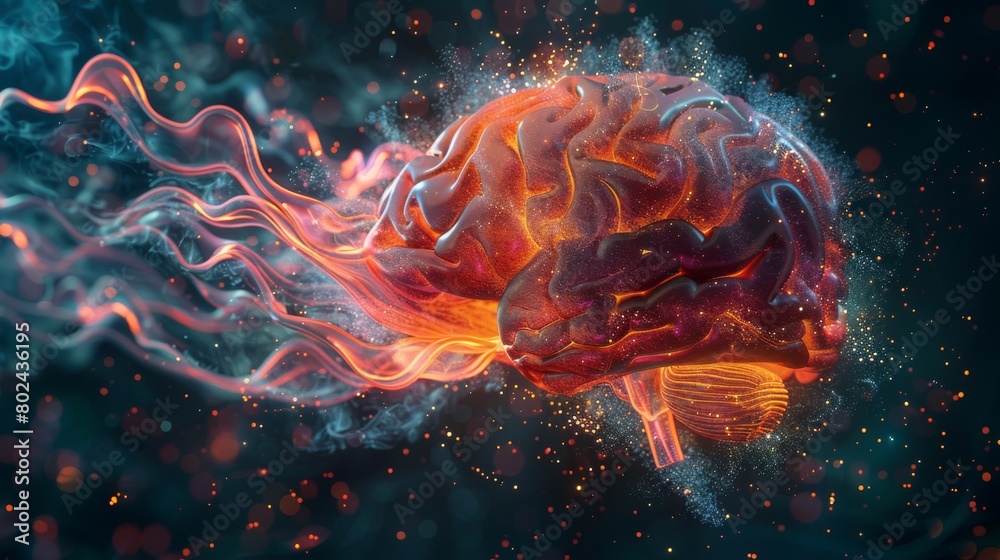Wall mural 3d rendering image showcasing the brain's remarkable ability to reorganize and adapt in response to 
