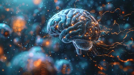 Fototapeta premium 3D rendering image demonstrating the concept of brain plasticity, showcasing the brain's ability to adapt and change over time