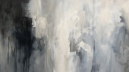 Dreamy Monochromatic Abstract Painting with Blended Gray Tones Evoking a Sense of Mystery and Emotion
