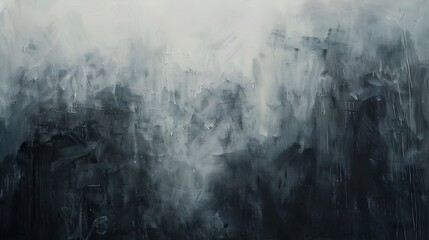 Ethereal Monochromatic Landscape Painting Evoking Atmospheric Mood and Contemplative Emotion