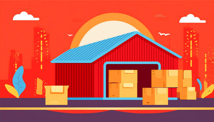 Supplier Shop Illustration . Supply Parcels . Transport ,  