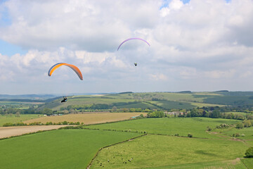 Paragliders at Golden Ball in Wiltshire	