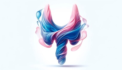 Abstract artistic representation of the thyroid gland pink and blue. World Thyroid Day
