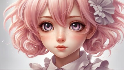 Naklejka premium Design a charming digital portrait of a cute anime