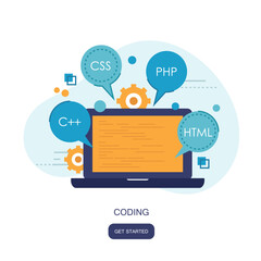 Programming and coding concept. Application development icon for websites. Software and program code concept. Flat vector illustration