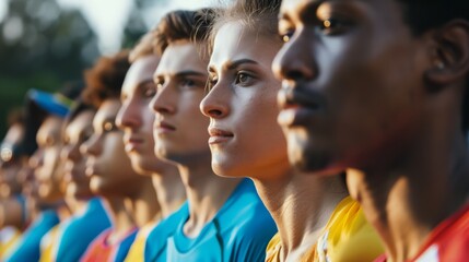 Determined Athletes in Close-Up at Olympics, Showcasing Focus and Unity Across Cultures in Global Sports Event