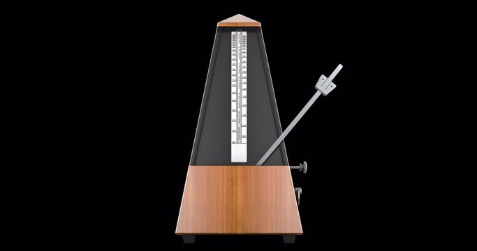 Mechanical metronome, animation seamlessly loopable. 3D rendering isolated on transparent background