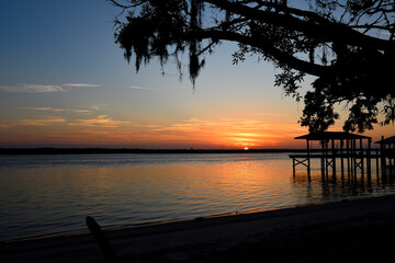 Vibrant sunset at the river