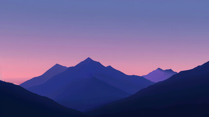 A silhouette of a mountain range against a dusky twilight sky, with a subtle gradient of deep dark grays and dark blues. The Last Glimmer of Sunlight Meets the Majesty of the Mountains.