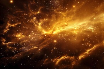Golden Nebula Illuminating the Cosmic Expanse A Glimpse into the Infinite
