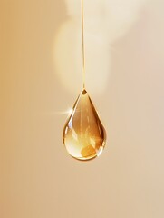 Fototapeta premium Suspended Purity A Golden Teardrop Defying Gravity with Luminescent Grace