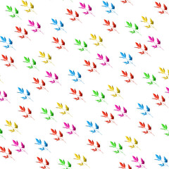 Abstract pattern from dried multicolor leaves isolated on a white background.