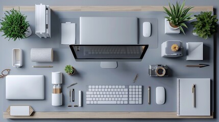 A set of sleek desk organizers and stationery, promoting efficiency and order in a workspace