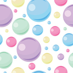 seamless pattern of multicolored bubbles in pink, blue and green colors and various sizes, for textiles, packaging or banners and posters