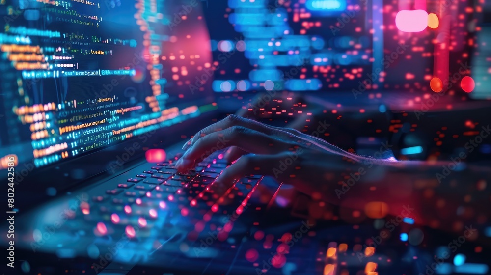 Leinwandbilder Closeup coding html and programming on screen laptop, development web, developer