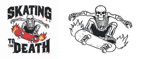 2024 skateboarding vector design, skating to the death