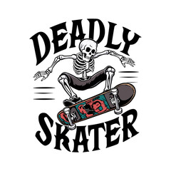 2024 skateboarding vector design, deadly skater
