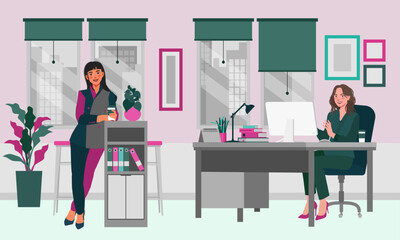 business-women-in-office-flat-illustration