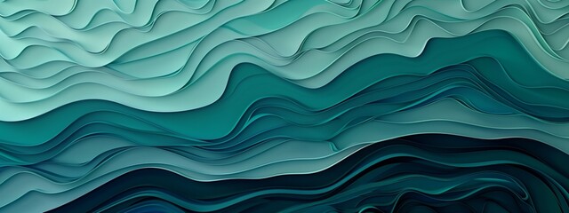 Obraz premium Colorful abstract design with flowing wave-like patterns in turquoise. Digital artwork with smooth textures and gradients. Modern art concept for design and print. Design for wallpaper, pos