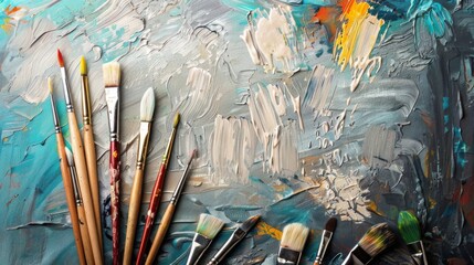 A blank canvas and set of paintbrushes, inviting viewers to unleash their creativity