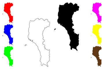 Pingtung County (Administrative divisions of Taiwan, Republic of China, ROC, Counties) map vector illustration, scribble sketch Pingtung map..