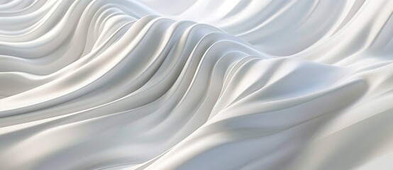 Obraz premium Abstract white background with wavy lines and blurred shapes for design. Abstract futuristic light soft waves, modern wallpaper, banner, or presentation background. Soft 3d rendering. White color, spa