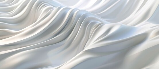 Abstract white background with wavy lines and blurred shapes for design. Abstract futuristic light soft waves, modern wallpaper, banner, or presentation background. Soft 3d rendering. White color, spa