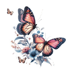 butterfly on a white background vector cartoon illustration isolated on transparent background - Generative AI