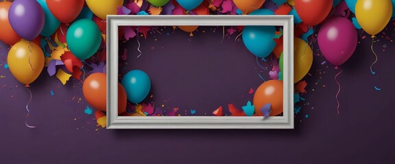 "Elevate your event décor with our Celebration Paper Cut Frame. Vibrant colors & joyful motifs set the stage for festivities." Digital Artwork ar 2:39:1.
