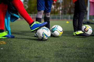 Outdoor football training for children