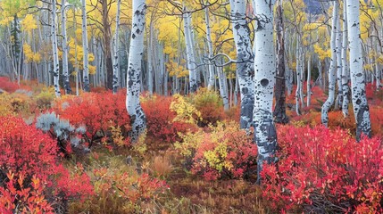 Fall colors have arrived in the Scrub Oak and Aspens in the Colorado highlands of Gunnison National Forest.