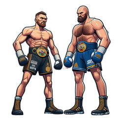 men boxers vector cartoon illustration isolated on transparent background - Generative AI