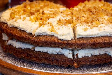 Classic chocolate biscuit tart with white whipped butter cream